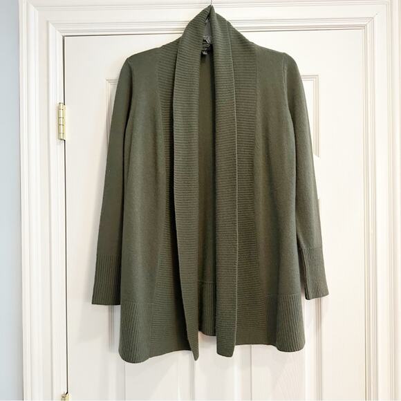 Charter Club Luxury 100% Cashmere Open Front Cardigan Knit Sweater Green SMALL - Picture 8 of 14